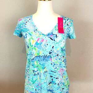 Lilly Pulitzer "Lilly Loves Texas" Etta v-neck top Ladies XXS - NWT